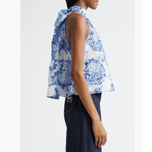 41. Cinq à Sept Coastal Bouquet $265 Rashan Sleeveless Cotton & Silk Top Size M - Picture 3 of 5